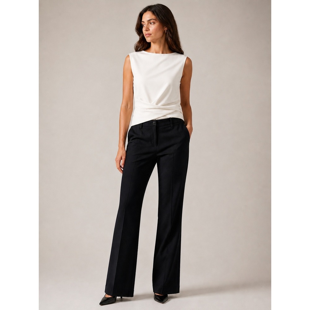 LOFT Kate Black Trousers Dress Pants Sz 8 Black Career Office Minimalist Chic